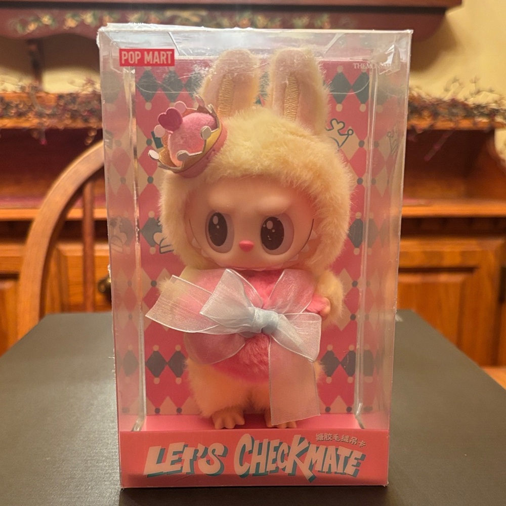 Pop Mart -The Monsters - Let's Checkmate Labubu Plush Pendant Yellow - New